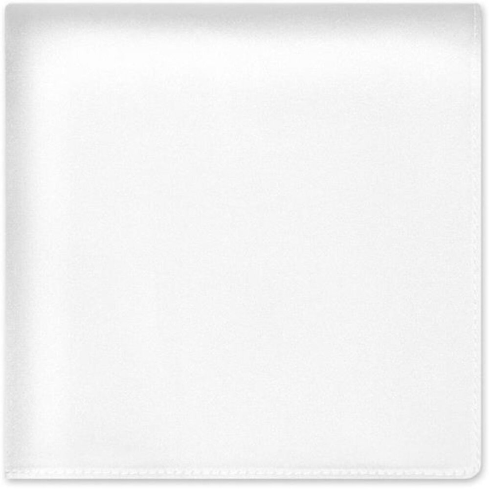 100% Pure Silk Pocket Square Solid Color White 11" X 11"